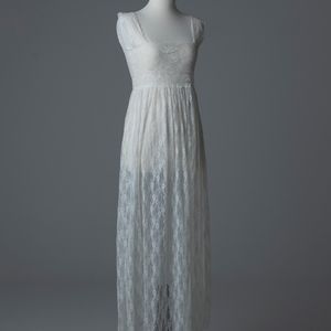 White overlay dress no slip, shear